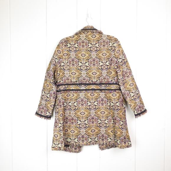 Chicos Coat Womens SZ 2 US L 12/14 Jacquard Fringe Trim Boho Retro Event Evening - Picture 12 of 12